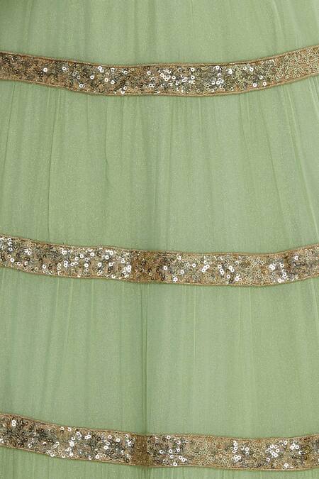 Seema Khan_Green Shimmer Georgette Embroidered Sequin Blouse Bridal Lehenga Set  _at_Aza_Fashions