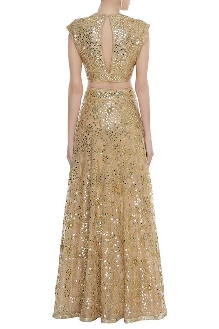 Seema Khan Mirror Work Blouse Bridal Lehenga Set 