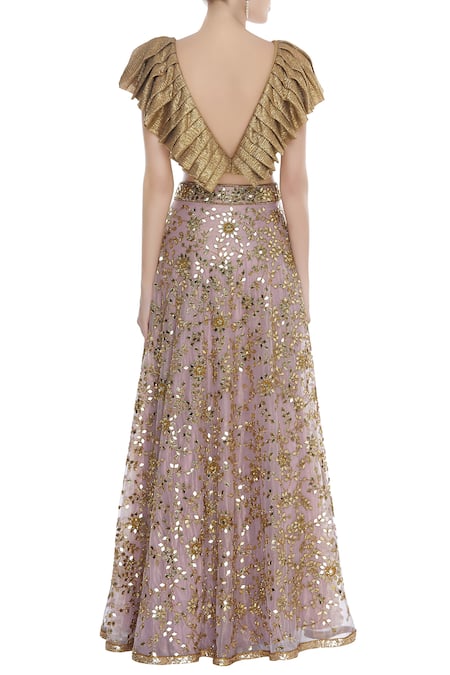 Seema Khan Mirror work lehenga with structured blouse 