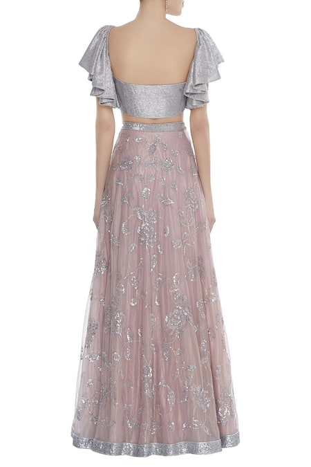 Seema Khan Flared sleeves blouse with lehenga & dupatta 