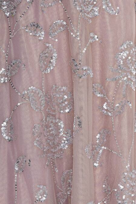 Seema Khan_Silver Shimmer Net Flared Sleeves Blouse With Lehenga And Dupatta  _at_Aza_Fashions