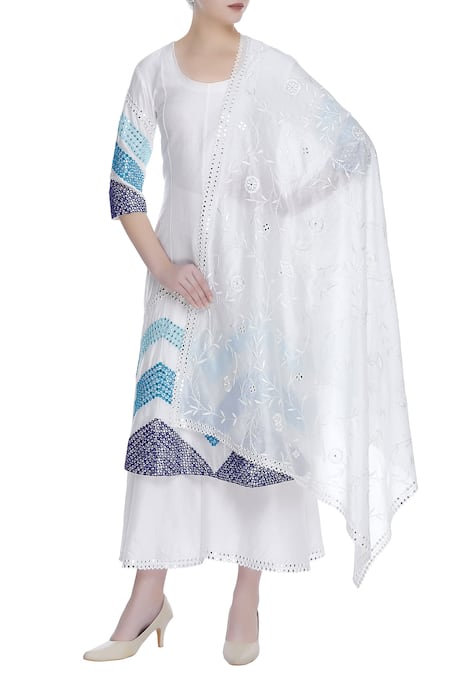 Neha Gursahani Mirror Work Embroidered kurta palazzo Set 