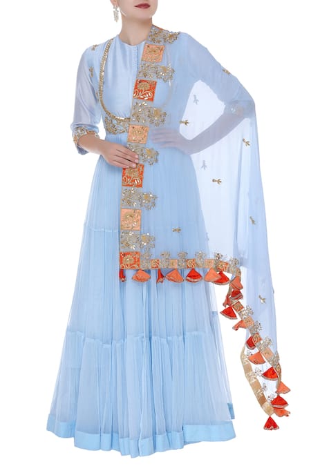 Pallavi Jaipur Blue Embroidered Kurta Set