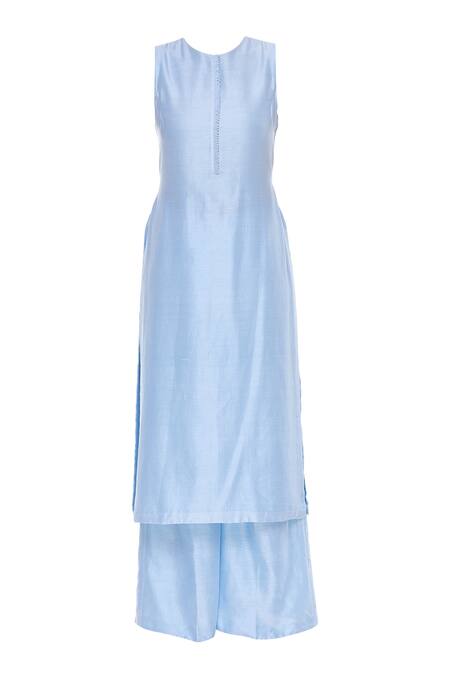 Shop Pallavi Jaipur Blue Embroidered Kurta Set Online at Aza Fashions Shop_Pallavi Jaipur_Blue Embroidered Kurta Set_Online_at_Aza_Fashions