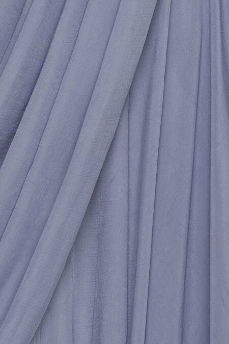 Nitika Kanodia Gupta_Grey Organza, Crepe Pleated Lehenga With Attached Dupatta And Embroidered Blouse_at_Aza_Fashions