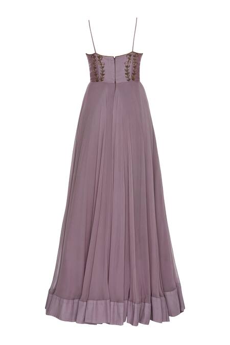 Shop_Nitika Kanodia Gupta_Purple Organza, Georgette Embellished Anarkali With Dupatta_Online_at_Aza_Fashions