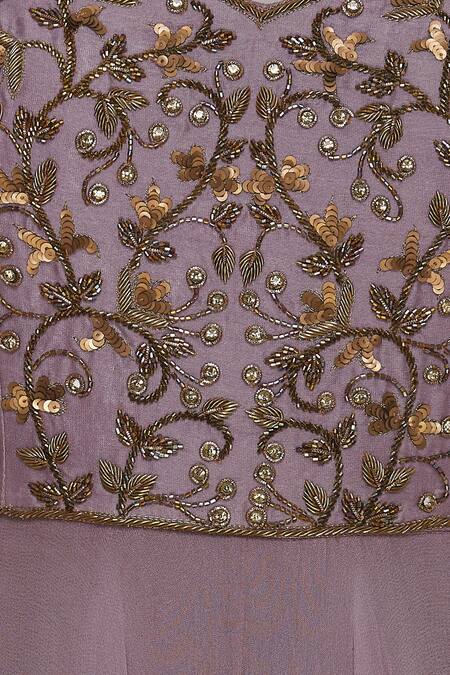 Nitika Kanodia Gupta_Purple Organza, Georgette Embellished Anarkali With Dupatta_at_Aza_Fashions