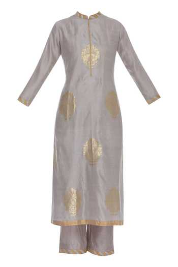 Buy Rar Studio Grey Peacock Motif Round Buta Kurta Set Online at Aza Fashions Buy_Rar Studio_Grey Peacock Motif Round Buta Kurta Set_Online_at_Aza_Fashions