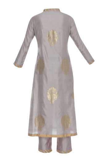 Shop Rar Studio Grey Peacock Motif Round Buta Kurta Set Online at Aza Fashions Shop_Rar Studio_Grey Peacock Motif Round Buta Kurta Set_Online_at_Aza_Fashions