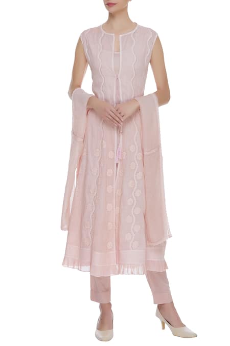 House Of Kotwara Embroidered Jacket & Kurta Set 