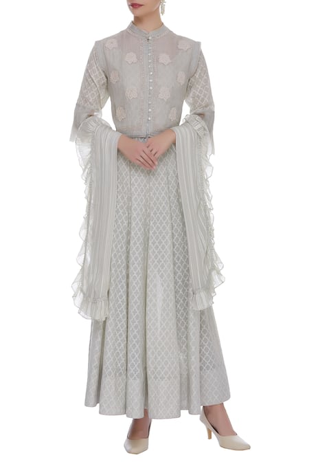 House of Kotwara Chikankari kurta set with ruffle dupatta 