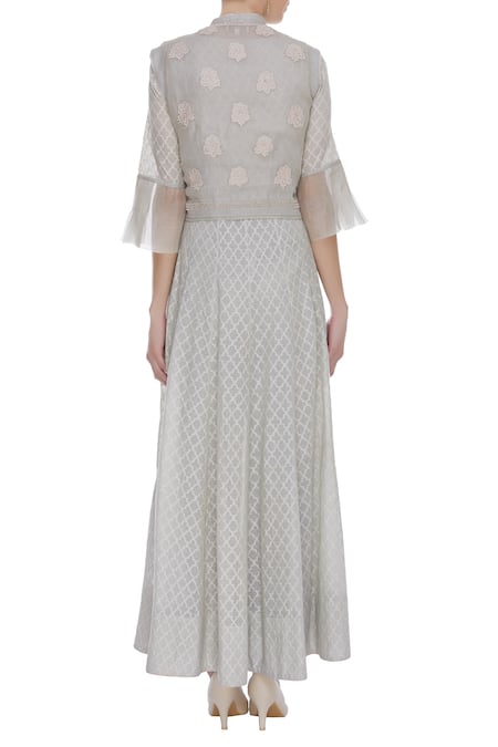 House Of Kotwara Chikankari kurta set with ruffle dupatta 