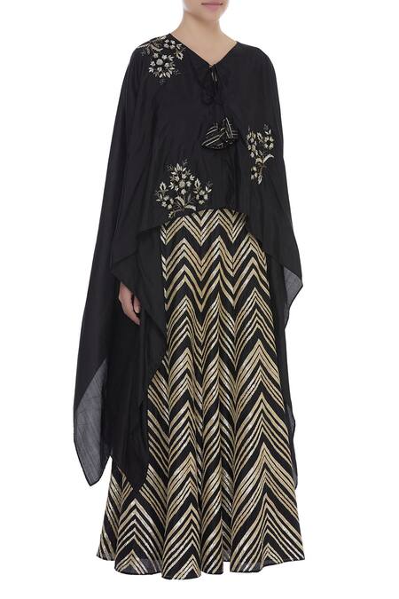 Samatvam By Anjali Bhaskar_Black Silk Embroidered Lehenga Set _Online_at_Aza_Fashions