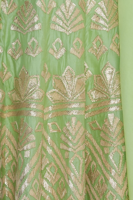 Samatvam By Anjali Bhaskar_Green Silk Lehenga Set _at_Aza_Fashions