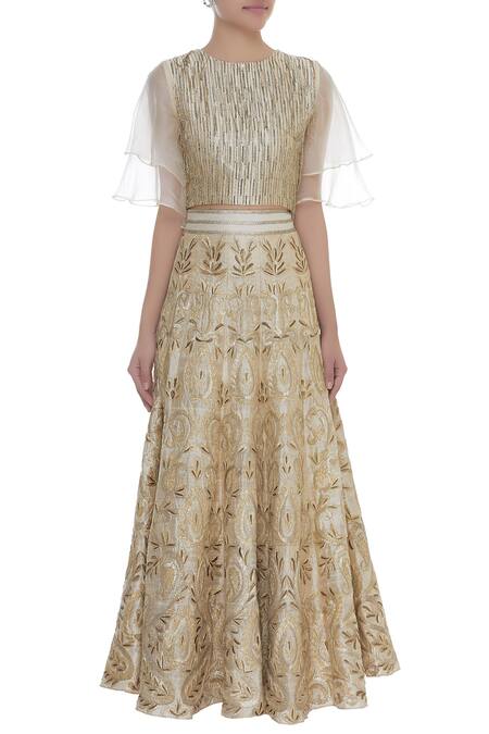 Shop_Samatvam By Anjali Bhaskar_White Embroidered Lehenga Set _Online_at_Aza_Fashions