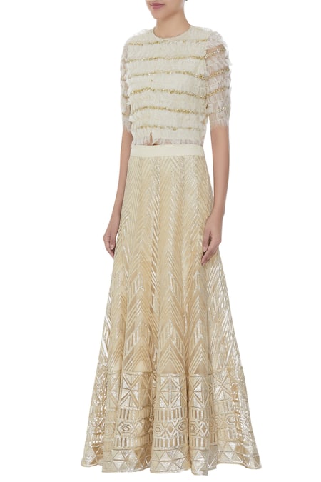 Buy_Samatvam By Anjali Bhaskar_Beige Embroidered Lehenga Set _Online_at_Aza_Fashions