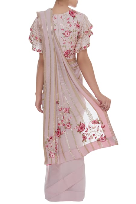 Samatvam By Anjali Bhaskar Hand Embroidered Saree With Blouse 