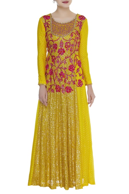 Abhi Singh Resham & jaal embroidered anarkali kurta 
