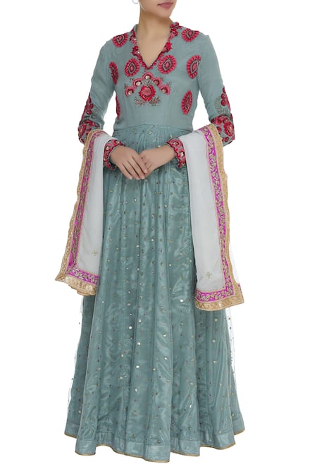 Abhi Singh Hand embroidered anarkali with dupatta 
