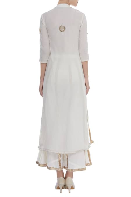 Nazar By Indu A-Line Bead Embroidered Kurta Sharara Set 