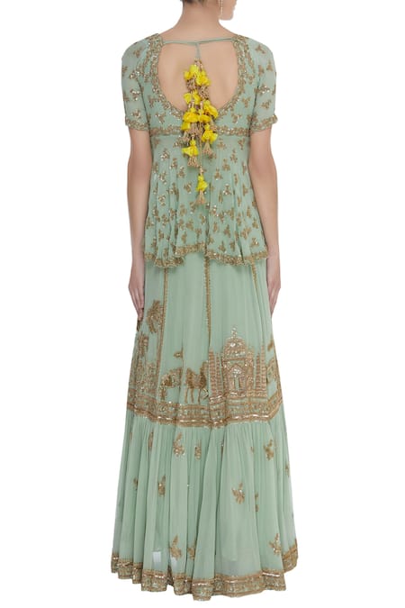 Neha Mehta Couture Peplum blouse embroidered lehenga set 