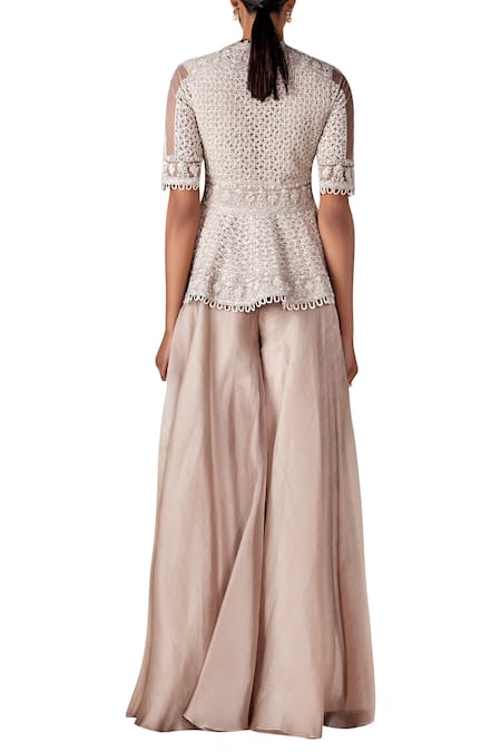 Ridhi Mehra Embroidered peplum jacket with gharara pants 