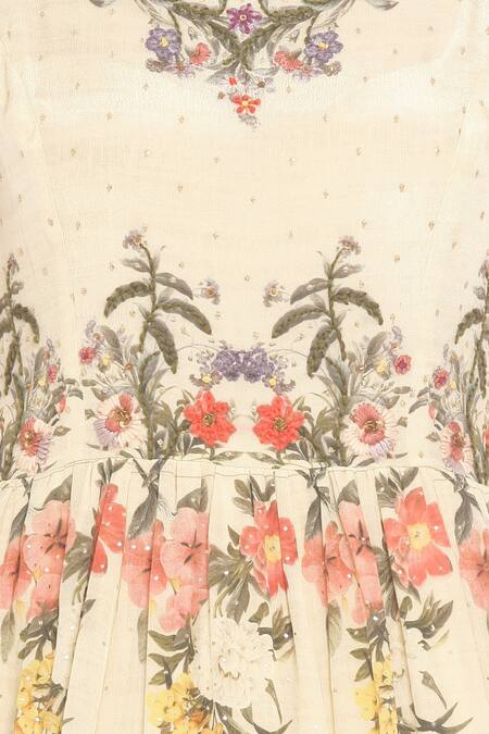 Shop_RI.Ritu Kumar_Off White Rayon Crepe Printed Floral Round Embroidered Maxi Dress With Stole_Online_at_Aza_Fashions