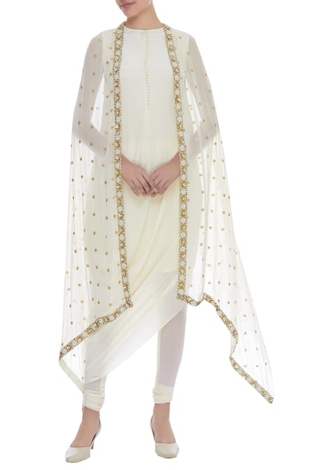 Nidhika Shekhar Side Draped Kurta Set With Cape 