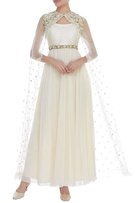 Nidhika Shekhar Booti Embroidered Cape With Anarkali 