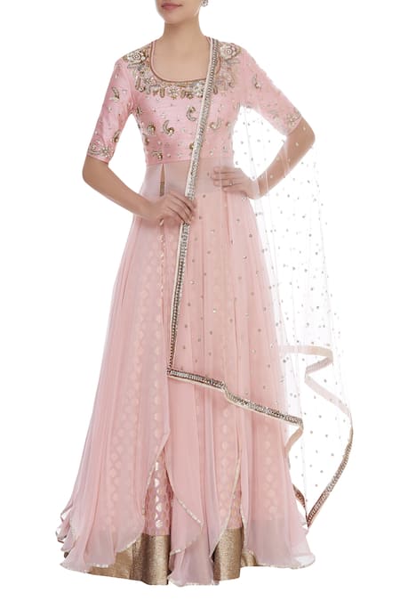 Nidhika Shekhar Embroidered Blouse With Lehenga & Dupatta 