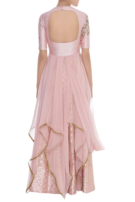 Nidhika Shekhar Sequin Embroidered Draped Kurta Lehenga Set 