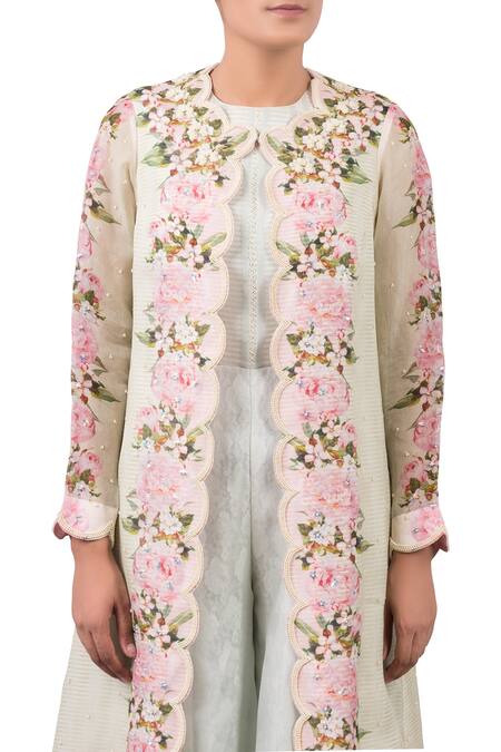 Buy_Yashodhara_Green Jumpsuit With Embroidered Jacket_Online_at_Aza_Fashions