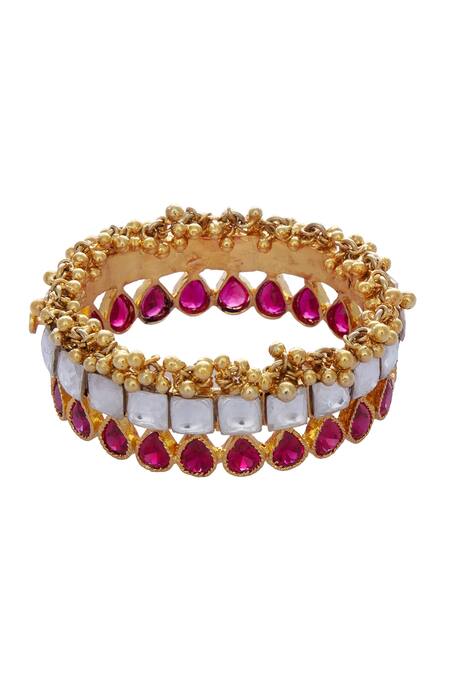 Nepra By Neha Goel Gold Plated Jadau Kundan Polks Bangle Online at Aza Fashions Nepra By Neha Goel_Gold Plated Jadau Kundan Polks Bangle_Online_at_Aza_Fashions