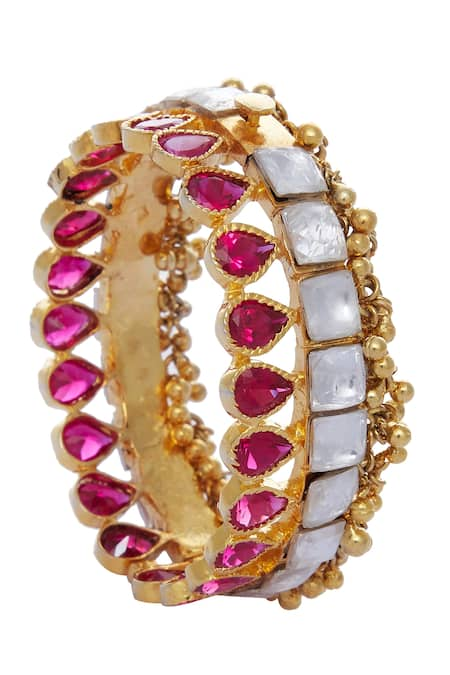 Nepra By Neha Goel Gold Plated Jadau Kundan Polks Bangle