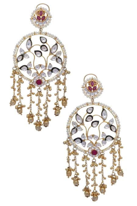 Nepra By Neha Goel Gold Plated Stone Encrusted Earrings