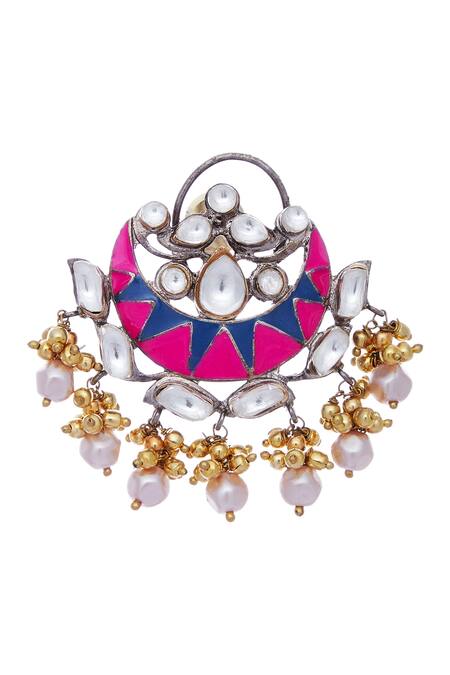 Nepra By Neha Goel_Blue Copper And Alloy Chandbali Earrings_Online_at_Aza_Fashions