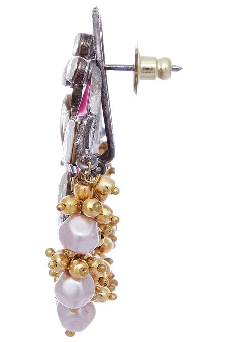 Buy_Nepra By Neha Goel_Blue Copper And Alloy Chandbali Earrings_Online_at_Aza_Fashions