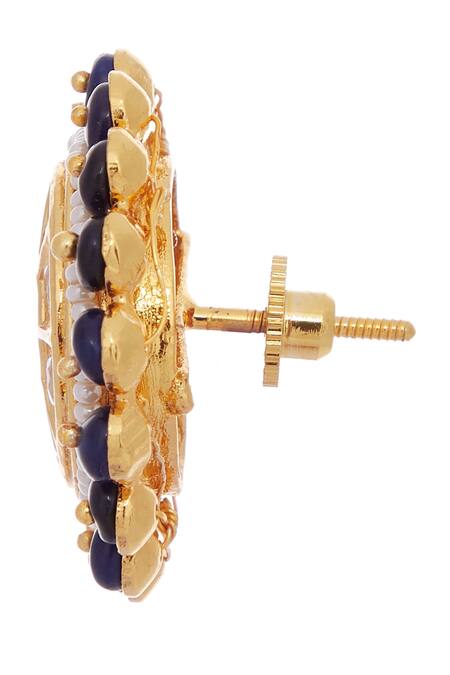 Buy Moh-Maya By Disha Khatri Black Crystals, Pearls Kundan And Stone Stud Earrings Online at Aza Fashions Buy_Moh-Maya By Disha Khatri_Black Crystals, Pearls Kundan And Stone Stud Earrings _Online_at_Aza_Fashions