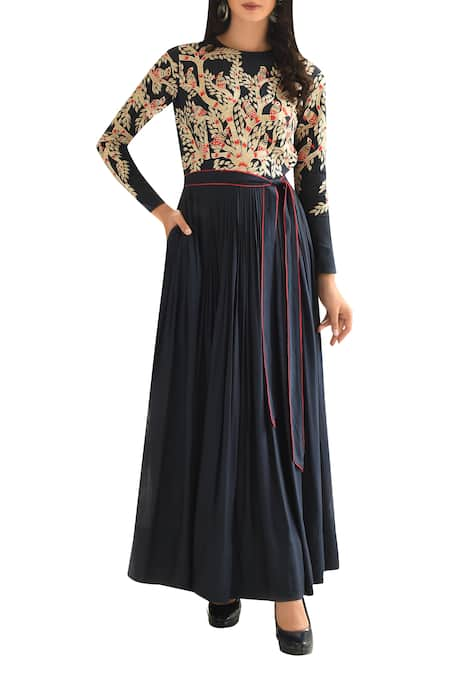 Rishi and Soujit Yoke Thread Embroidered Anarkali With Waistbelt 