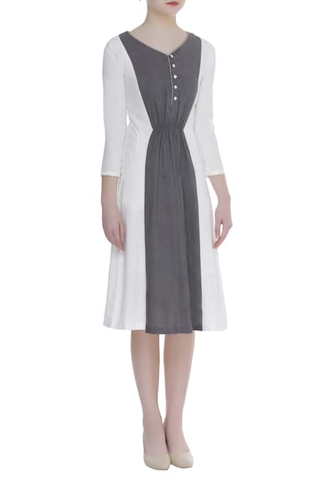 Bohame_White Silk Midi Dress _Online_at_Aza_Fashions
