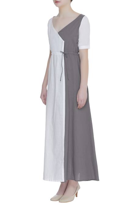 Buy_Bohame_White Linen Wrap Dress _Online_at_Aza_Fashions