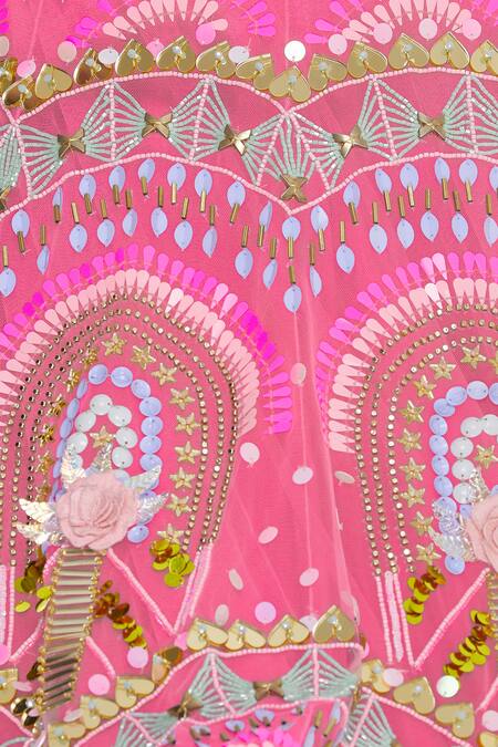 Papa Dont Preach_Pink Embroidered Lehenga Set_at_Aza_Fashions