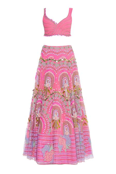 Buy_Papa Dont Preach_Pink Embroidered Lehenga Set_Online_at_Aza_Fashions