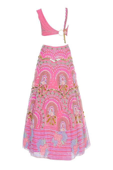Shop_Papa Dont Preach_Pink Embroidered Lehenga Set_Online_at_Aza_Fashions