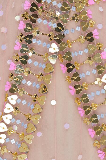 Buy_Papa Dont Preach_Cream Tulle Sequins, Acrylic Mirrors Halter Embellished Saree With Blouse