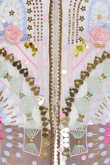 Papa Dont Preach White Embellished Jacket Dress at Aza Fashions Papa Dont Preach_White Embellished Jacket Dress_at_Aza_Fashions