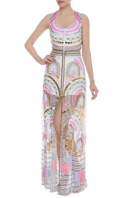 Papa Dont Preach White Embellished Jacket Dress