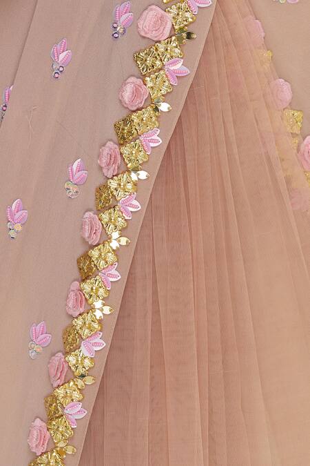 Buy_Papa Dont Preach_Beige Embroidered Saree With Blouse