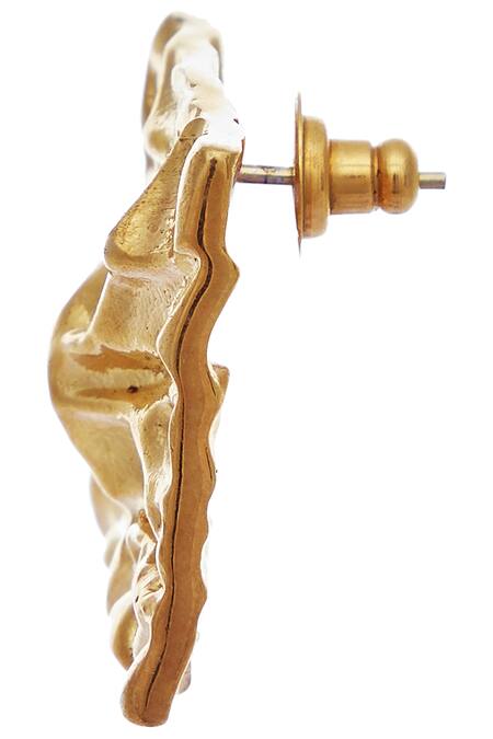 Buy_Flower Child By Shaheen Abbas_Gold Plated Geometric Earrings_Online_at_Aza_Fashions