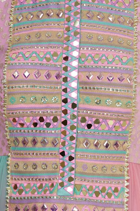 Avnni Kapur Multi Color Georgette Embroidery Gota Round Pati Work Kurta Sharara Set at Aza Fashions Avnni Kapur_Multi Color Georgette Embroidery Gota Round Pati Work Kurta Sharara Set_at_Aza_Fashions